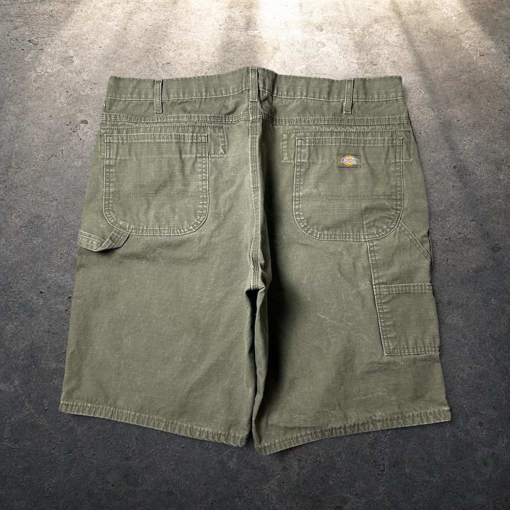 Dickies Carpenter Shorts Olive Green Ripstop Baggy Skater Workwear Size 42